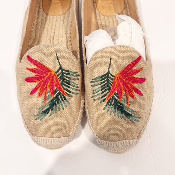 CASTANER SHOES BEIGE GREEN WOMEN FLAT ESPADRILLE SLIP ONS SIZE 40 OR 9 NO BOX - Picture 6 of 8